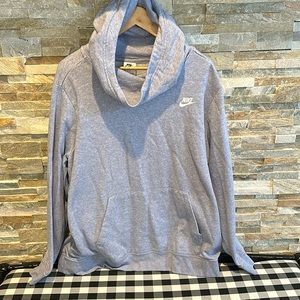 Womens Plus cowl funnel neck fleece hoodie hooded sweatshirt lavendar